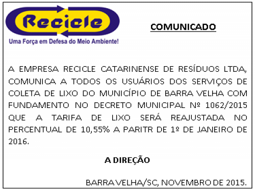 Comunicado Barra Velha